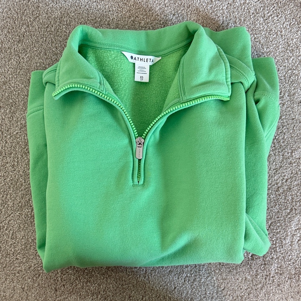 Athleta Bright Green Quarter-Zip Top